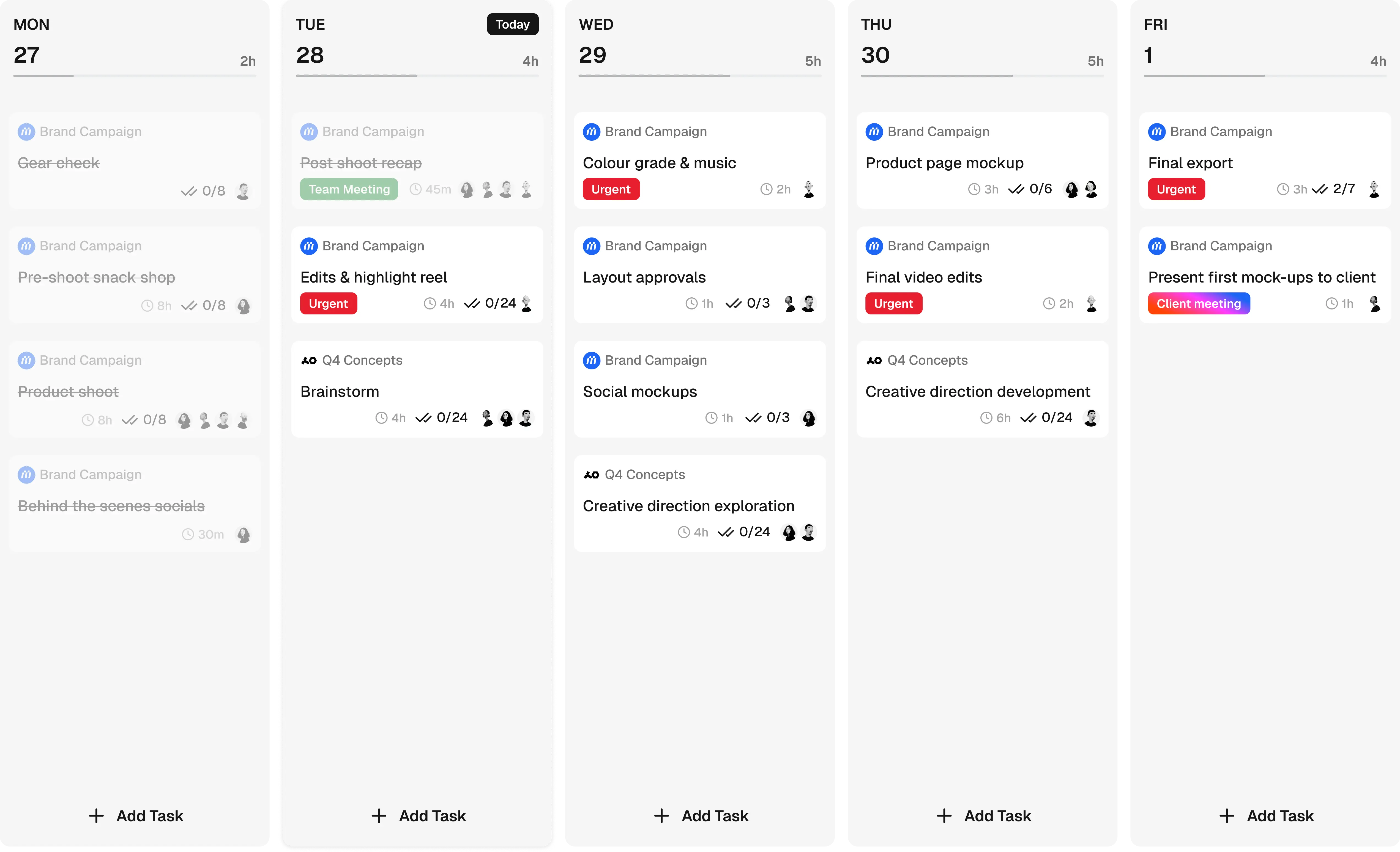 MonoDesk weekly planner