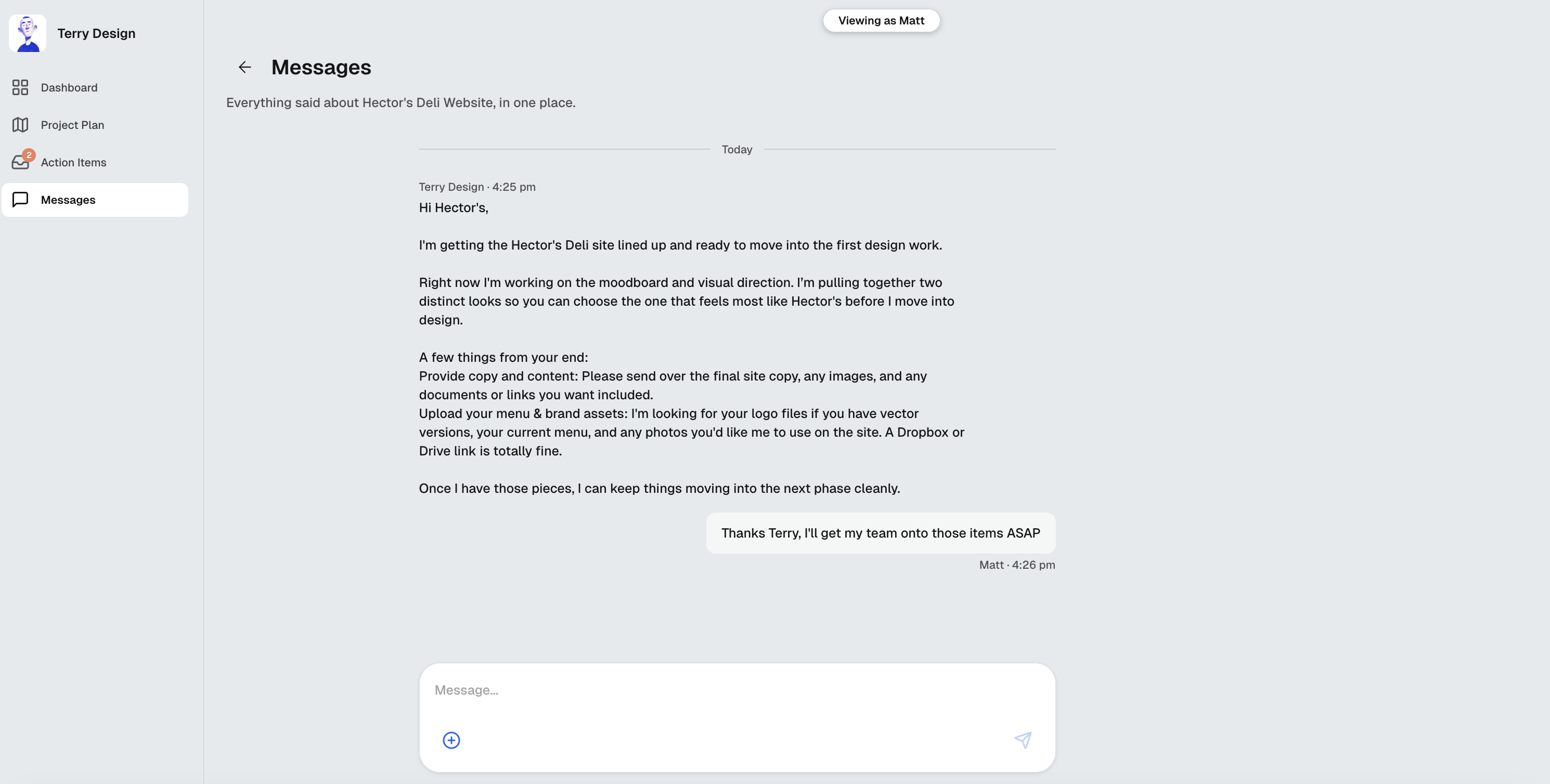 The update, from the client's side
