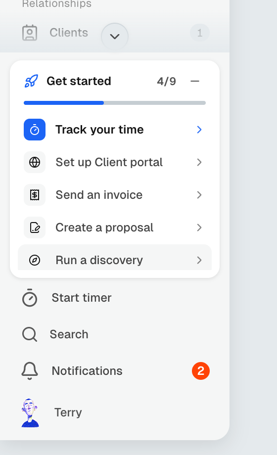 The Get Started checklist