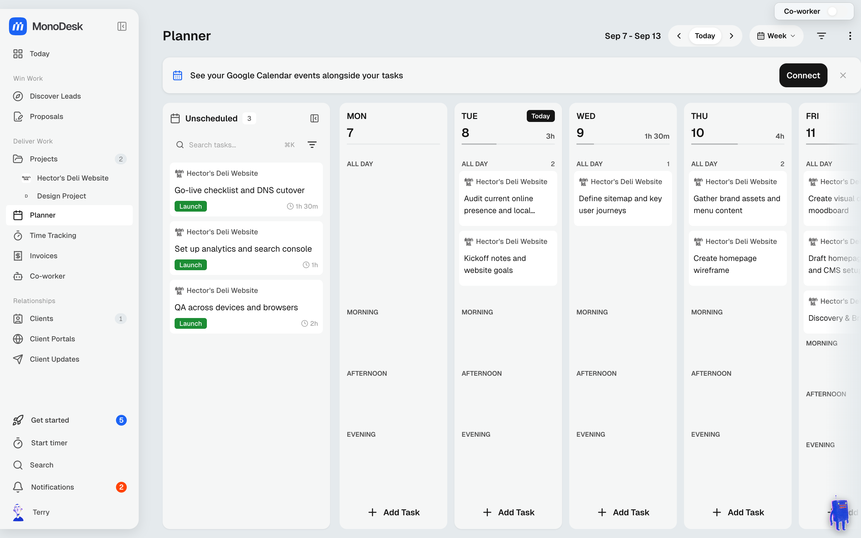 The weekly Planner