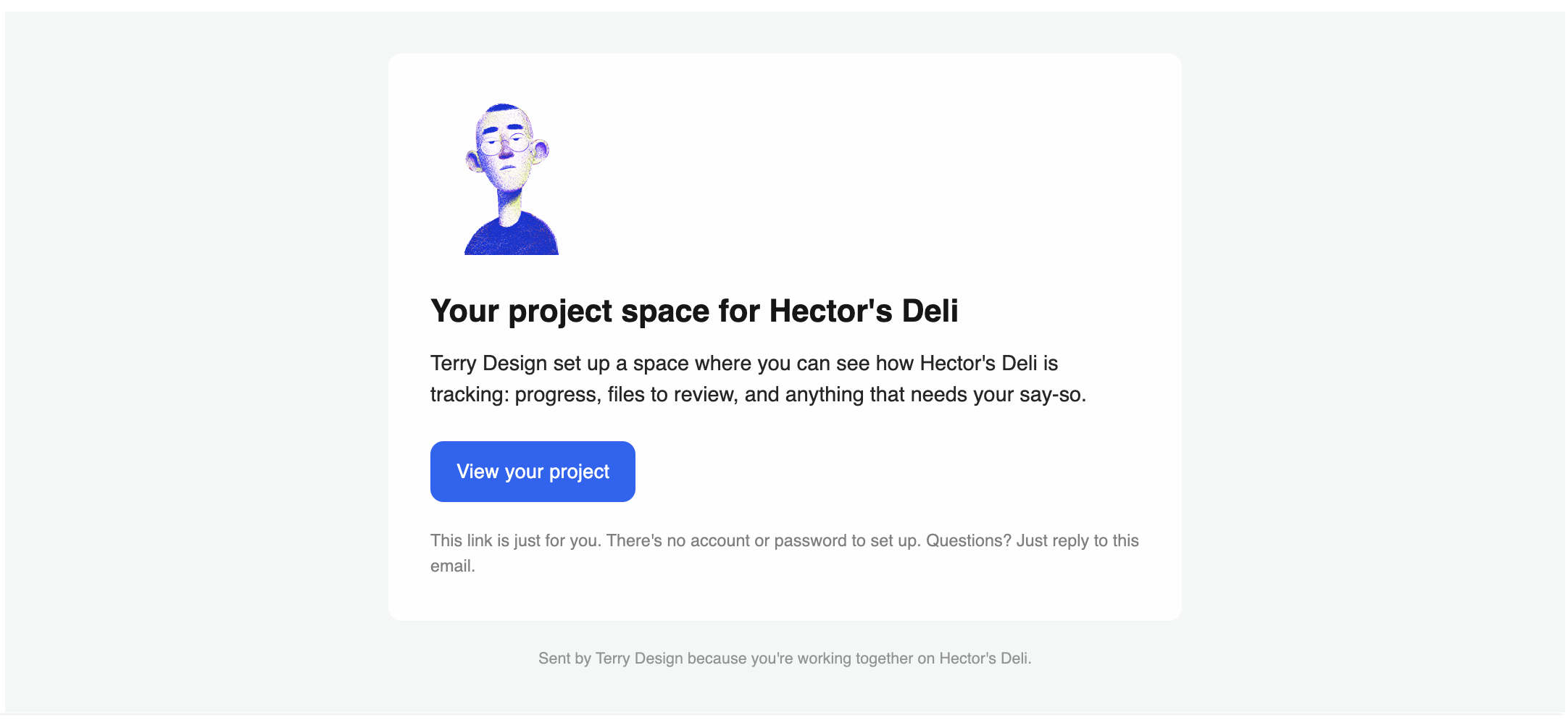 The portal invite email